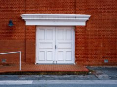 A ramped, step-free approach to a building entrance